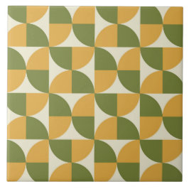 Azulejo De Cerâmica Meio Século Verde Mostarda Amarelo Semi Círculos 