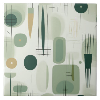 Azulejo De Cerâmica Meio século Verde Sage Modern Abstrato