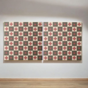 Azulejo De Cerâmica Meio século Vermelhos Retroativo Verificado com St
