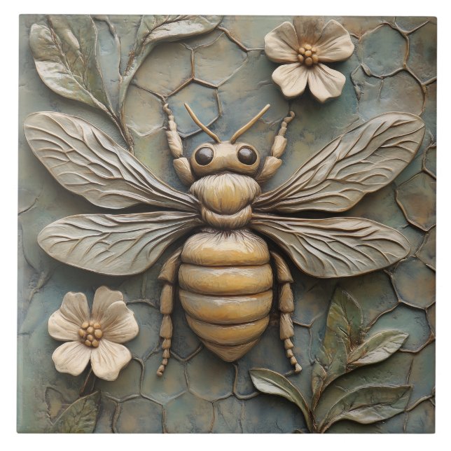 Azulejo De Cerâmica Mel Bee Faux Alivio Cerâmica - Inspirada na Nature (Frente)