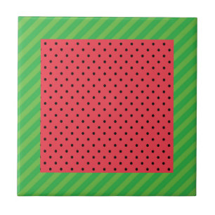 Azulejo De Cerâmica Melancia cor-de-rosa e verde padrão de Verão