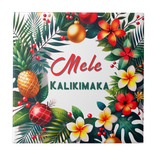 Azulejo De Cerâmica Mele Kalikimaka (Frente)