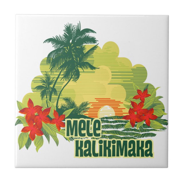 Azulejo De Cerâmica Mele Kalikimaka Ilha Tropical Natal (Frente)