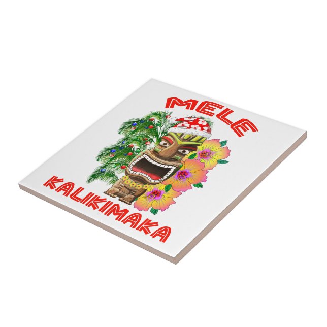 Azulejo De Cerâmica Mele Kalikimaka Papai Noel Tiki (Lateral)