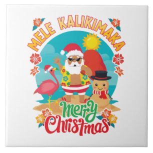 Azulejo De Cerâmica Mele Kalikimaka para um Natal havaiano brilhante