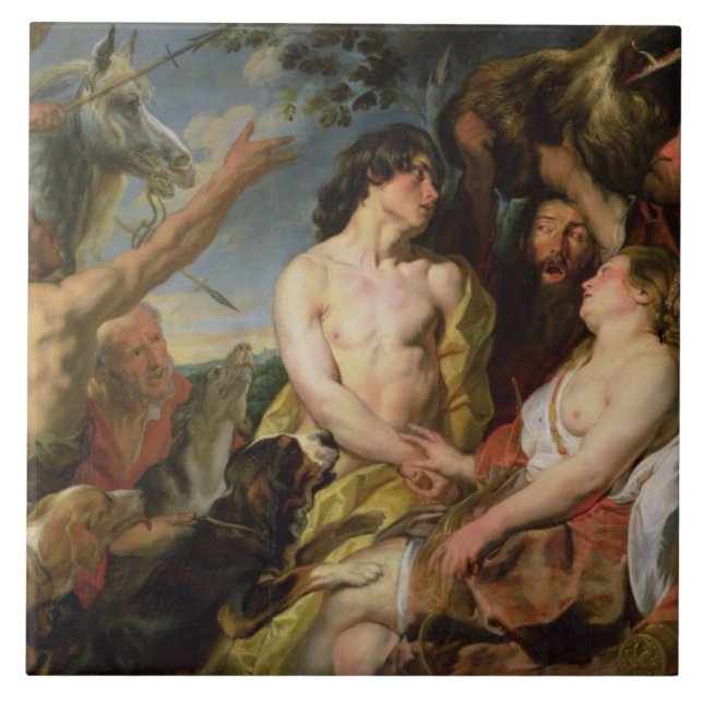 Azulejo De Cerâmica Meleager e Atalanta (óleo em canvas) (Frente)