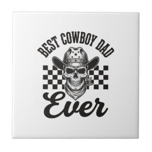 Azulejo De Cerâmica Melhor Design de Camisa Western Crânio de Pai Cowb