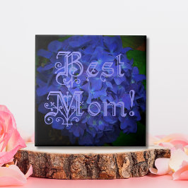 Azulejo De Cerâmica Melhor mãe com fundo azul de flores