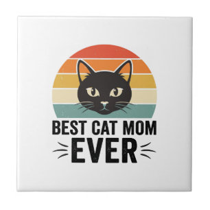 Azulejo De Cerâmica Melhor Mãe de Gato de Todos os Tempos Design Retro