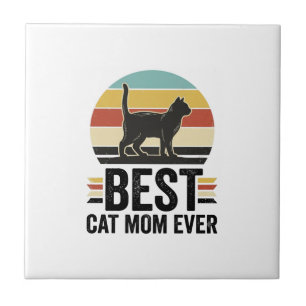 Azulejo De Cerâmica Melhor Mãe de Gato de Todos os Tempos Design Retro