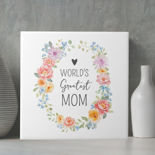 Azulejo De Cerâmica Melhor Mãe do Mundo Citação Personalizada Colorida
