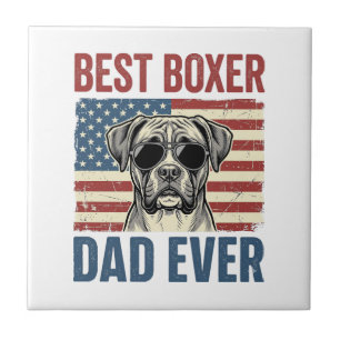 Azulejo De Cerâmica Melhor Pai Boxer de Todos os Tempos Cachorro Vinta