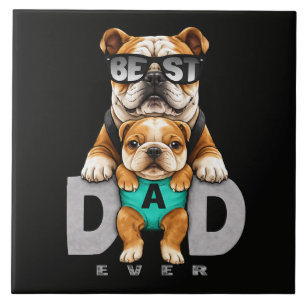 Azulejo De Cerâmica Melhor Pai Bulldog de Todos os Tempos – Dia dos Pa