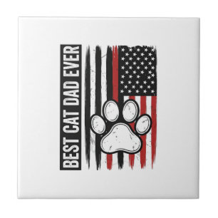 Azulejo De Cerâmica Melhor Pai de Gato Patriota Desenho de Bandeira de