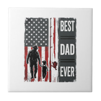 Azulejo De Cerâmica Melhor Pai do Mundo Bandeira de Pesca Design Vetor