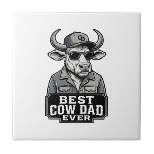Azulejo De Cerâmica Melhor Pai Vaca de Todos os Tempos Design de Gravu