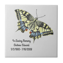 Azulejo De Cerâmica Memorial Personalizado de Borboleta