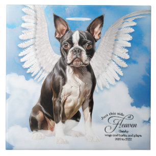 Azulejo De Cerâmica Memorial Personalizado de Pet Pet do Anjo de Bosto
