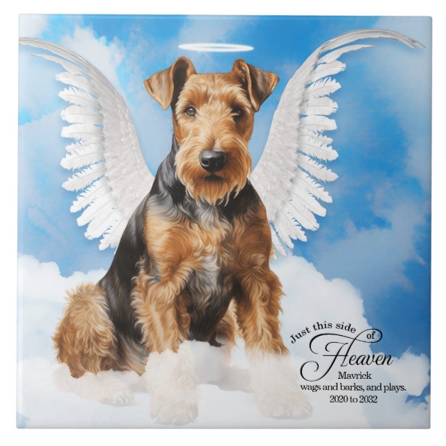 Azulejo De Cerâmica Memorial Personalizado Pet por Airedale Terrier An (Frente)