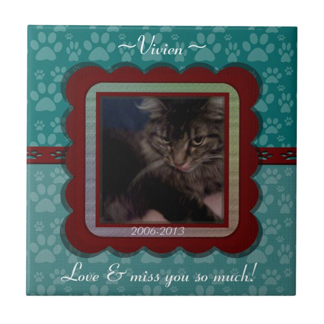 Azulejo De Cerâmica Memorial Pet Personalizável (Frente)