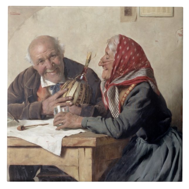 Azulejo De Cerâmica Memórias afeiçoadas (óleo em canvas) (Frente)