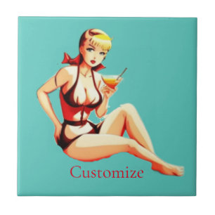 Azulejo De Cerâmica Menina Bikini, Loura-branca, Thunder_Cove