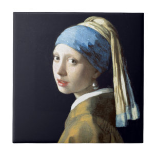 Azulejo De Cerâmica Menina de Johannes Vermeer com um brinco da pérol