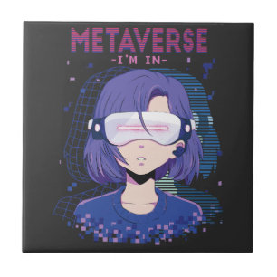 Azulejo De Cerâmica Menina do anime óculos de realidade virtual azulej