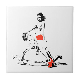 AZULEJO DE CERÂMICA  MENINA DO CAVALO DE BALANÇO!