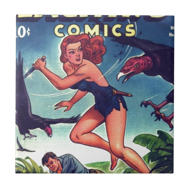 Azulejo De Cerâmica Menina e condomínio da selva (Frente)