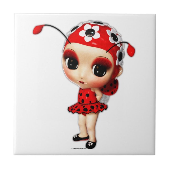Azulejo De Cerâmica Menina Ladybug (Frente)