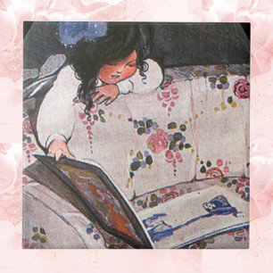 Azulejo De Cerâmica Menina lendo sobre sofá