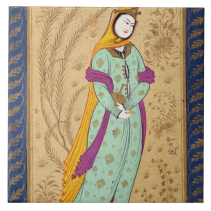 Azulejo De Cerâmica Menina que guardara uma embarcação do vinho e um