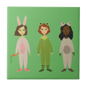 Azulejo De Cerâmica Meninas bonitas do pijama tema amigos