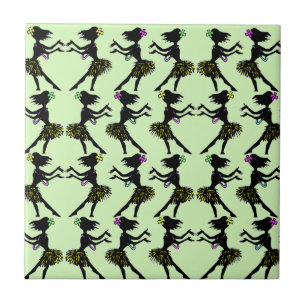 Azulejo De Cerâmica Meninas de Hula tropicais havaianas Seafoam do