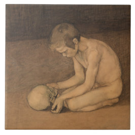 Azulejo De Cerâmica Menino com Caveira (por Magnus Enckell)