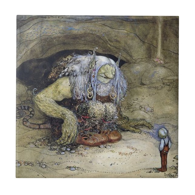 Azulejo De Cerâmica “Menino com Troll” por John Bauer (Frente)