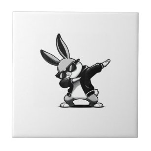 Azulejo De Cerâmica Menino Criança Dia de Páscoa Dabbing Coelho Hip Ho