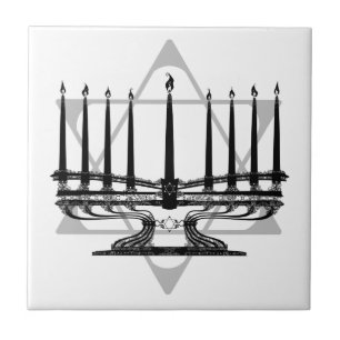 Azulejo De Cerâmica Menorah e estrela