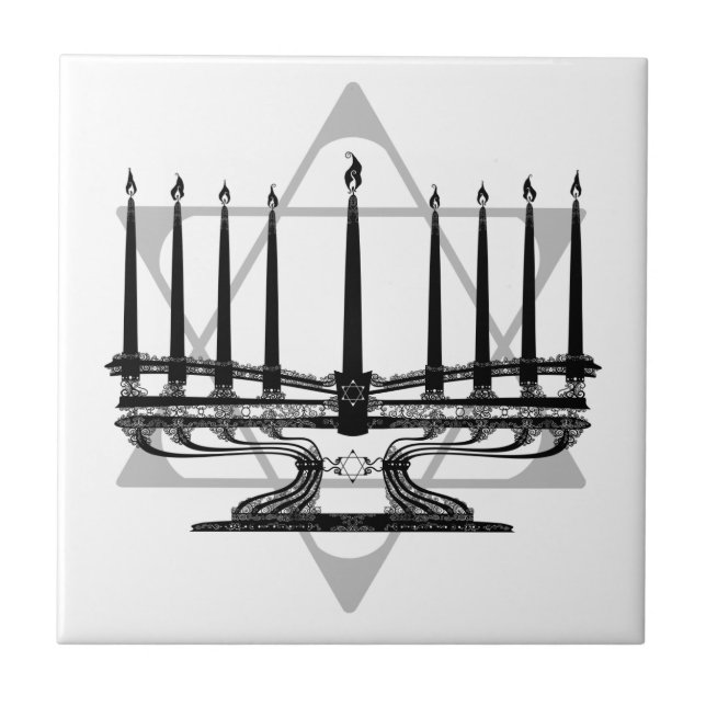 Azulejo De Cerâmica Menorah e estrela (Frente)