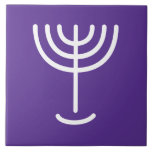 Azulejo De Cerâmica Menorah White Purple<br><div class="desc">Azulejo roxo branco Menorah. Personalize adicionando seu próprio nome. Para fazer deste seu próprio design 'Clique para personalizar mais' ... ou 'Transferir este design' para impressão o mesmo design em um produto diferente. De onde vem o Menorah? Ela vem da Bíblia, no livro de Êxodo, no capítulo 25 verso 31,...</div>