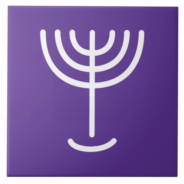 Azulejo De Cerâmica Menorah White Purple (Frente)