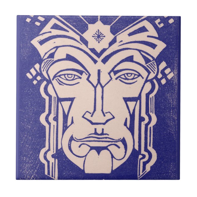 Azulejo De Cerâmica Mensageiro de Mercúrio da mitologia grega azul (Frente)