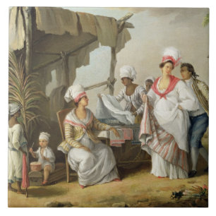 Azulejo De Cerâmica Mercado de linho, Roseau, Dominica, c.1780 (o óle