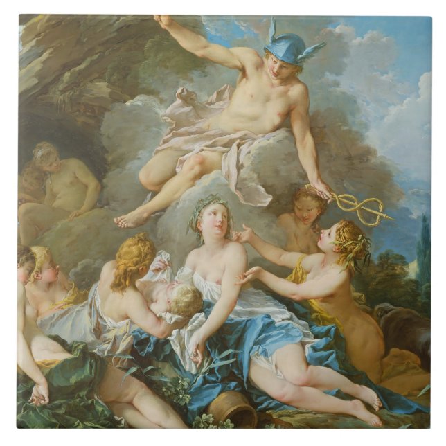 Azulejo De Cerâmica Mercúrio confiando a criança Baccus às Ninfas (Frente)