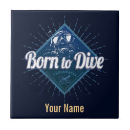 Azulejo De Cerâmica Mergulhador Retro Scuba Mergulhando Escola Oceano