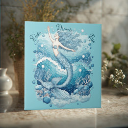 Azulejo De Cerâmica Mergulhe Sonhe Suba Oceano Sereia Aquazul Empodera
