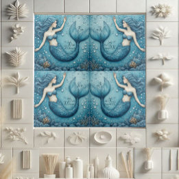 Azulejo De Cerâmica Mergulhe Sonho Suba Oceano Sereia Aqua azul Recife