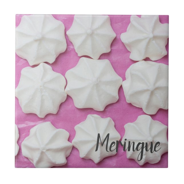 Azulejo De Cerâmica Meringues em papel cor-de-rosa (Frente)