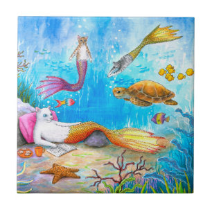 Azulejo De Cerâmica Mermaid Cat 31